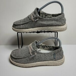 Hey Dude Shoes Kids Sz 5 Wendy Linen Sneakers Flats Loafers Moc Toe Slip On